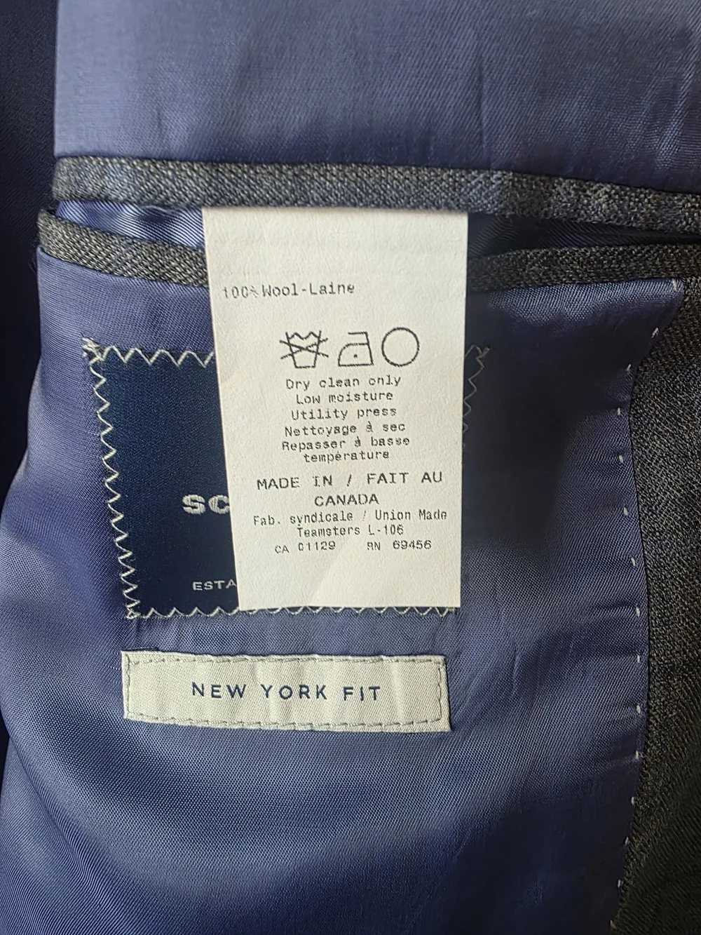 Hart Schaffner Marx Gray Plaid Sport Coat with Blue Windowpane